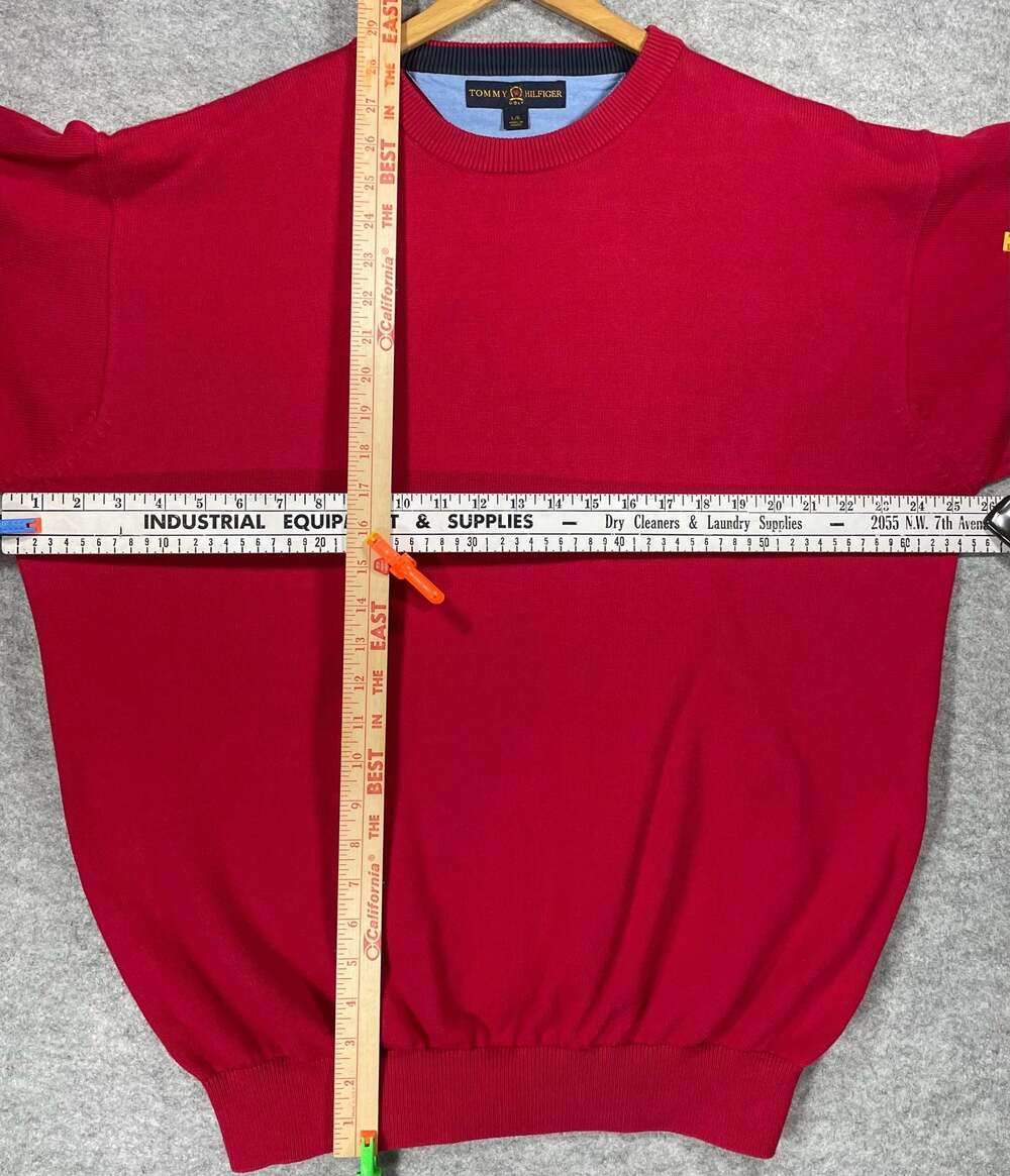 Tommy Hilfiger Golf Men's L Crewneck Knit Pullover Sweater in Red - Picture 3 of 6